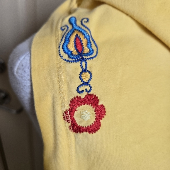 Johnny Was Papillon Bird Butterfly Embroidered Yellow Zip Up Hoodie S Rare - Picture 12 of 13